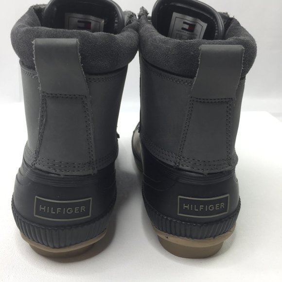 832. Tommy Hilfiger Sleek Waterproof Black Rain & Snow Duck Ankle Boots - Picture 5 of 16
